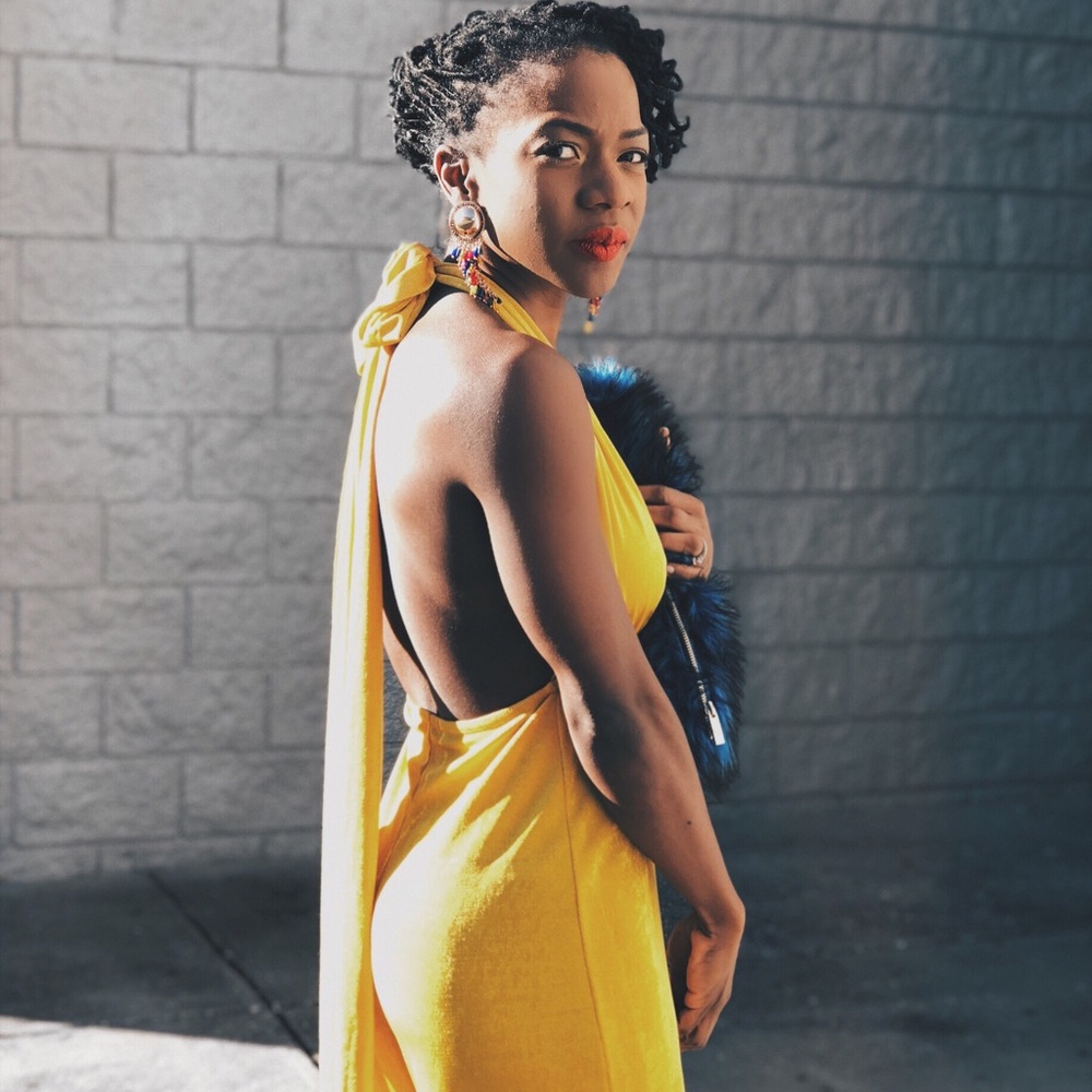 Nasty Gal Yellow Velvet JumpSuit